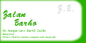 zalan barho business card